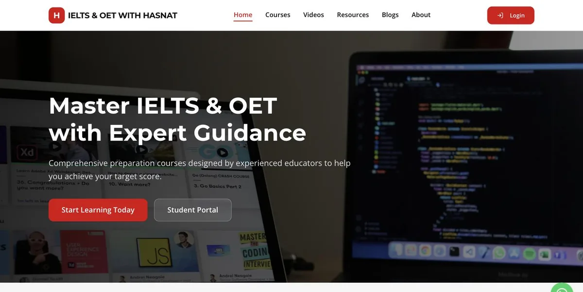 IELTS and OET by Hasnat live site screenshot