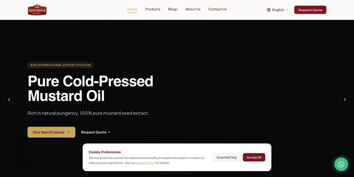 Khandani Foods live site screenshot